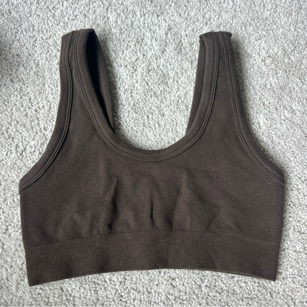 ALO YOGA Seamless Chosen Wellness Bra Womens Size Small Brown.